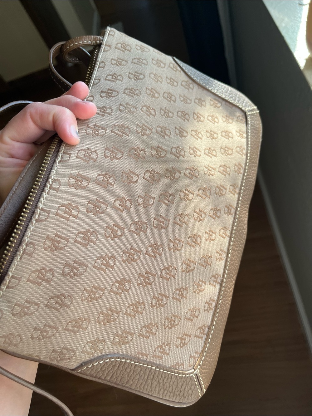 Dooney & Bourke Beige Logo Canvas Shoulder Bag - Picture 11 of 11